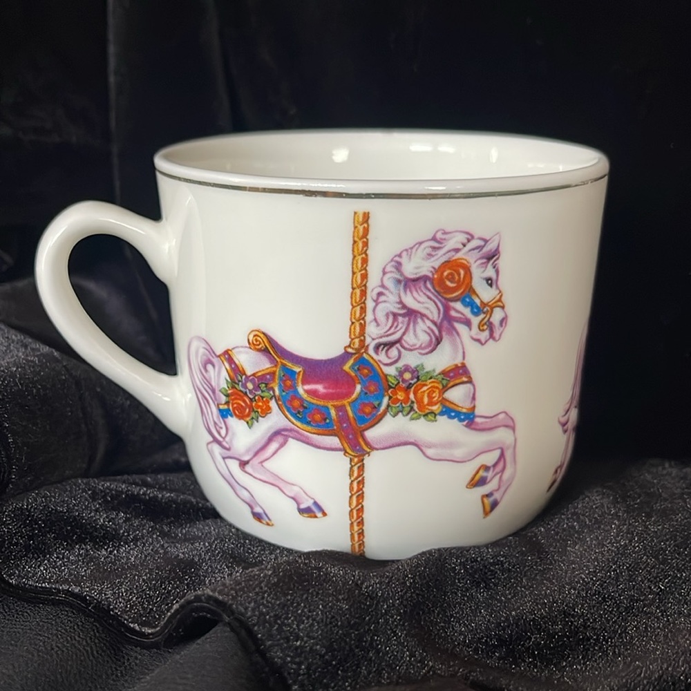 Vintage Teleflora Carousel Horses Coffee Mug